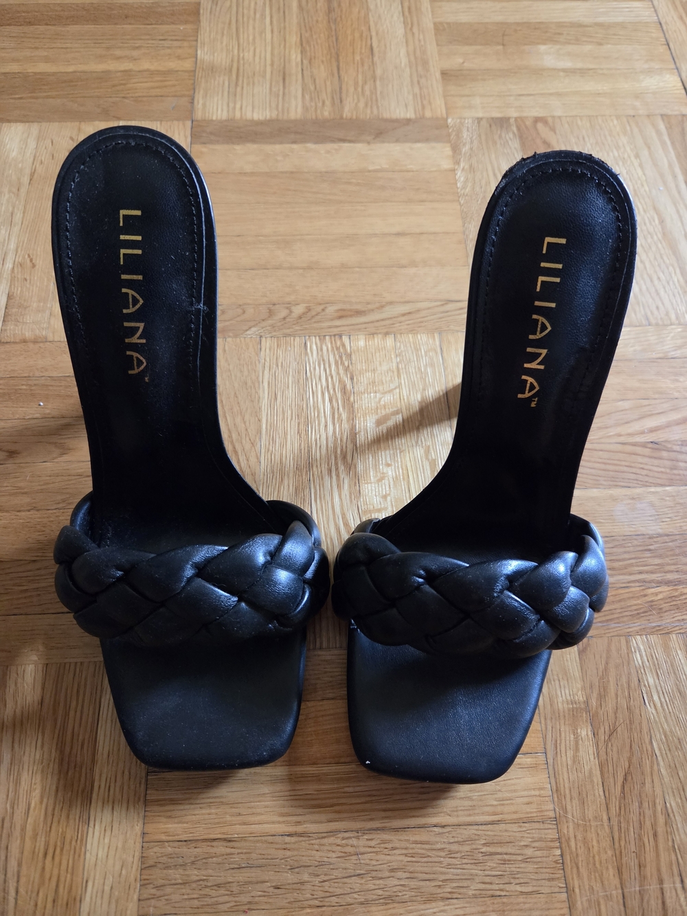 Liliana Black Braided Slide Mules